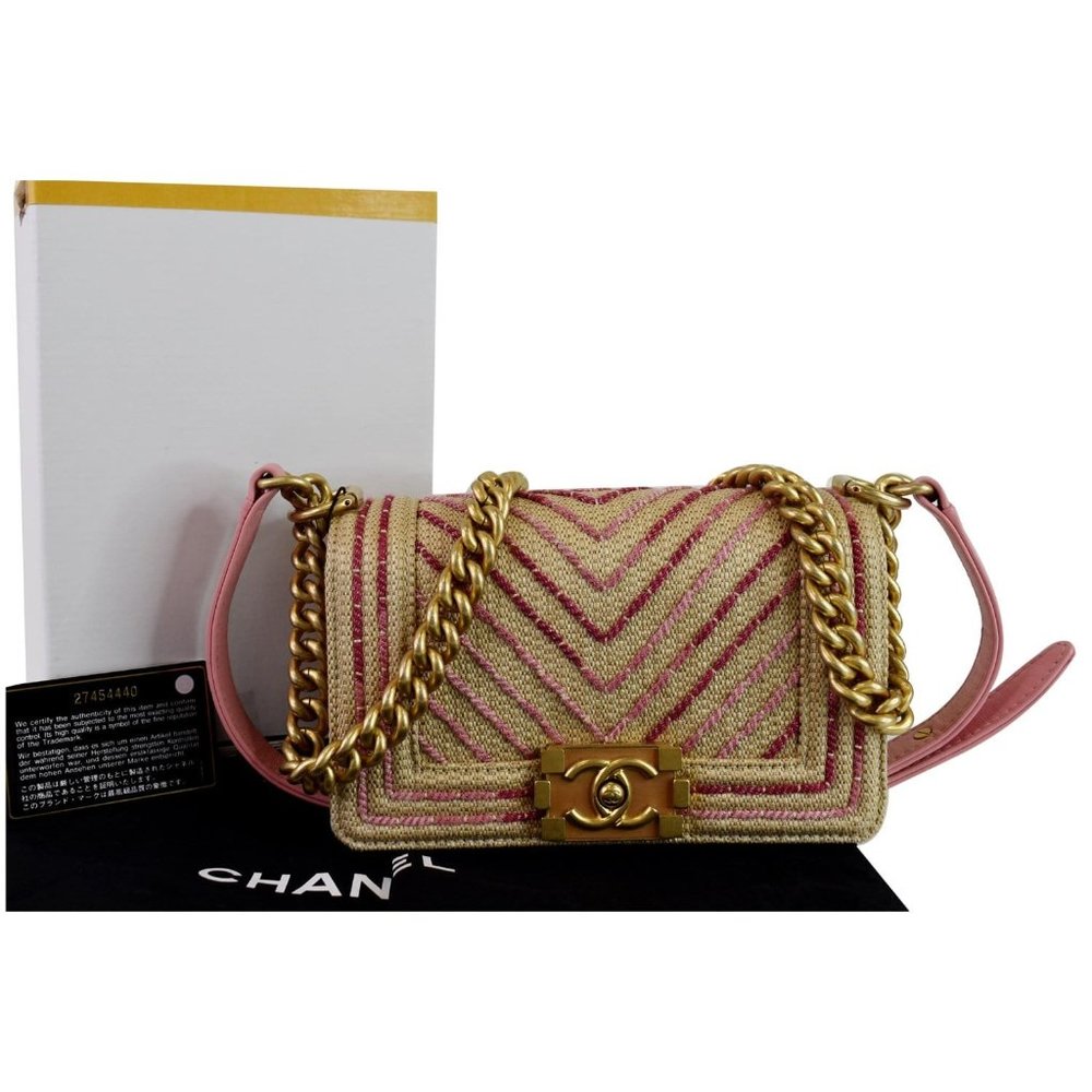 Chanel Small Boy Chevron Cotton Mixed Fibers - Picture 3 of 12